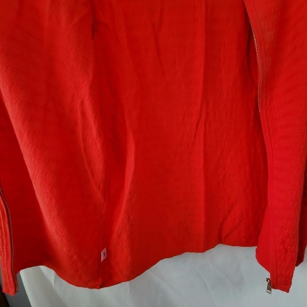 Ann Taylor Blouse Red Zip Large workwear dressy career confident polished chic - Picture 6 of 9